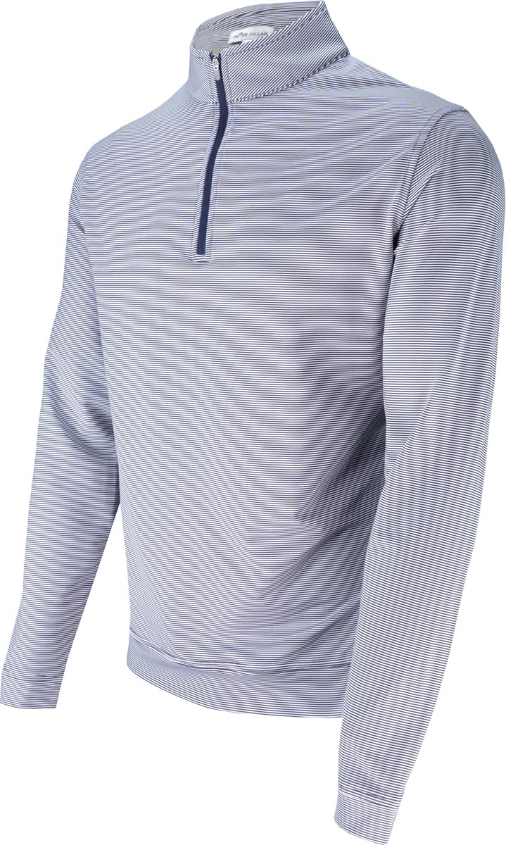 Perth Stretch Mini Stripe Stretch Loop Terry Quarter Zip Golf Pullovers